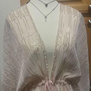 Light Pink (Cover Up) with gold sewn thread. Brand New with Tag and Pompom!!!